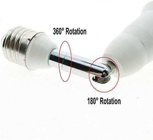 Aukora E26 E27 Light Bulb Socket Extender, Bendable Medium Base Light Socket Converter for Motion Sensor Light Bulb Standard LED Bulbs, Adjustable Vertical 180° Horizontal 360°(2 Pack)