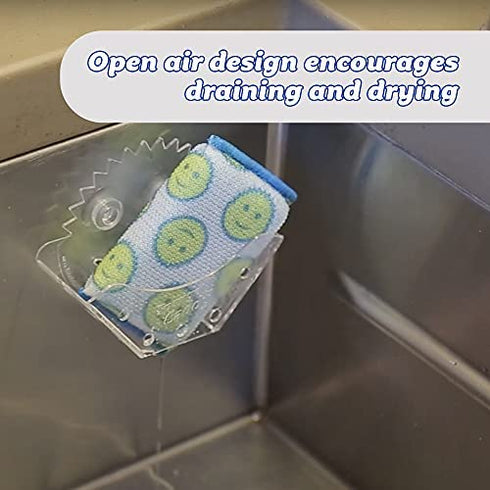 Scrub Daddy Sponge Holder - Sponge Caddy - Suction Sponge Holder, Sink Organizer for Kitchen and Bathroom, Self Draining, Easy to Clean Dishwasher Safe, Universal for Sponges and Scrubbers