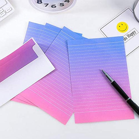 Letter Writing Paper - Lined Stationary Paper and envelope Set - Letter Stationery Set, 32 Sheet Writing Stationery Paper with 16 envelopes+ 1 Sheet Label Seal Sticker,Q383