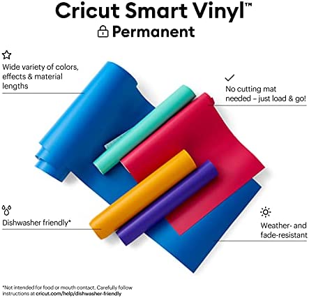 Cricut Smart Permanent Vinyl (13in x 3ft, White) for Cricut Explore 3 and Maker 3, Create DIY Projects, Decals, Stickers & More, All-Weather & Fade-Proof, Ideal for Outdoor Use