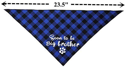 JPB 2 Pack Sooner to be Big Brother Dog Bandana,Pet Baby Announcement Plaid Scarf Gender Reveal Accessories