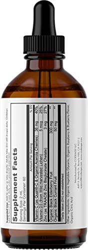 Codeage Black Elderberry Syrup, Vitamin C, Vitamin D, Zinc, Black Currant - Black Sambucus Liquid Drops Supplement for Kids & Adults – Elderberries Juice - Flavonoid, Vegan – 2-Month Supply – 4 fl oz