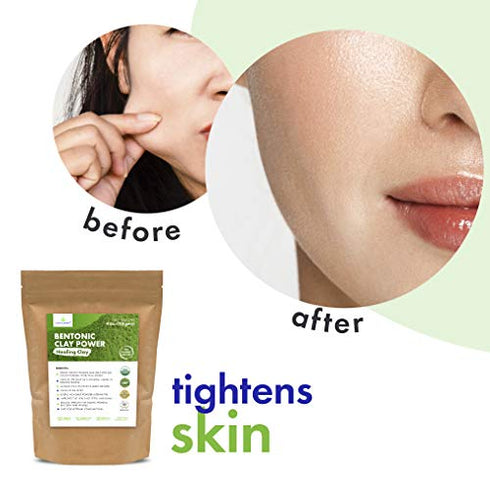 Cosmic Element Calcium Bentonite Clay Powder, Vegan Bentonite Clay Food Grade, Healing Clay for Face Mask Skin Care Detox, Clay Mask for Blackheads and Pores, 4 ounce