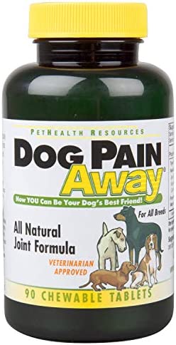 Dog Pain Away - Vet Approved Dog Pain Reliever (90 Count) - Fast Acting Pain Relief Supplement To Repair Connective Tissue and Help Alleviate Hip and Joint Pain - All Natural Chewable Tablets To Renew Your Dogs Vitality