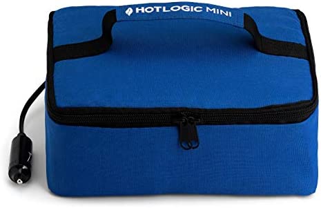 HOTLOGIC Mini Portable Oven, Food Warmer Electric Lunch Box with 12V Vehicle Plug, Mini Personal Heated Lunch Box for Cooking and Reheating Meals in Vehicles and Trucks for Work or Travel (Blue)