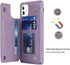 Jaorty for iPhone 11 Wallet Case with RFID Blocking Card Holder for Girls Women,Premium PU Leather Magnetic Buttons Stand Flip Wrist Strap Case for iPhone 11 6.1 Inch,Heart Purple