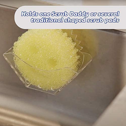Scrub Daddy Sponge Holder - Sponge Caddy - Suction Sponge Holder, Sink Organizer for Kitchen and Bathroom, Self Draining, Easy to Clean Dishwasher Safe, Universal for Sponges and Scrubbers