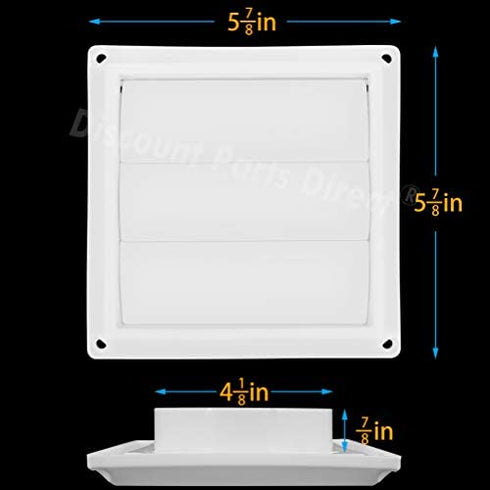 Outdoor Dryer Air Vent Cover Cap 4'' Louvered Cover White Exterior Wall Vent Hood Outlet Airflow Vent