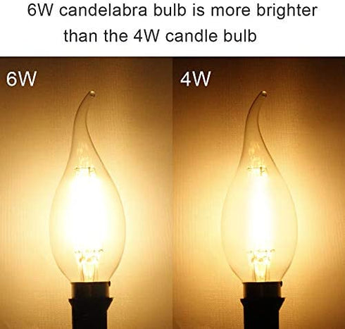 BRIMAX 6-Watt (60-Watt Equivalent), Clear, 600-Lumen, 80+ CRI, 2700K Warm White, Dimmable, B11 (E12 Candelabra Base) LED Candle Light Bulb, 6-Pack