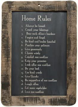 Framed Home Rules Blackboard - Primitive Country Rustic Inspirational Wall Decor by PUCHAN-LM