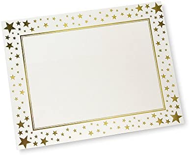 Gartner Studios Gold Star Foil Certificate Paper, 80lb 8.5” x 11”, 15 Count