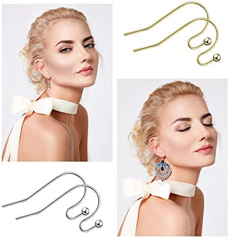 220 Pieces French Earring Hooks Ear Wire Ball Dots in Silver with 220 Pieces Clear Earring Backs Kit for Jewelry Making Bag Gift (Gold,Sliver,Rose Gold,Bronze)