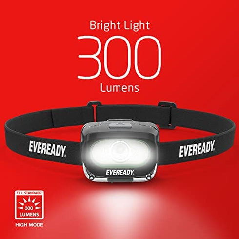 Eveready Rechargeable LED Headlamps (2-Pack), IPX4 Water Resistant Head Lights for Running, Camping, Emergency, Outdoors (USB Cable Included),Black (2-Pack),Adjustable