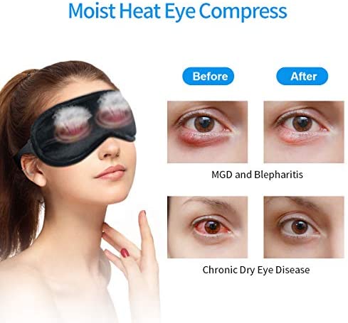 Heated Eye Mask Moist Heat Eye Compress(2-Packs) Microwave Heated Eye Mask with Flaxseed Cassia Seed for Dry Eyes,SPA Warm Eye Mask, Relief Eye Fatigue Hot Sleeping Mask(Black&Grey)