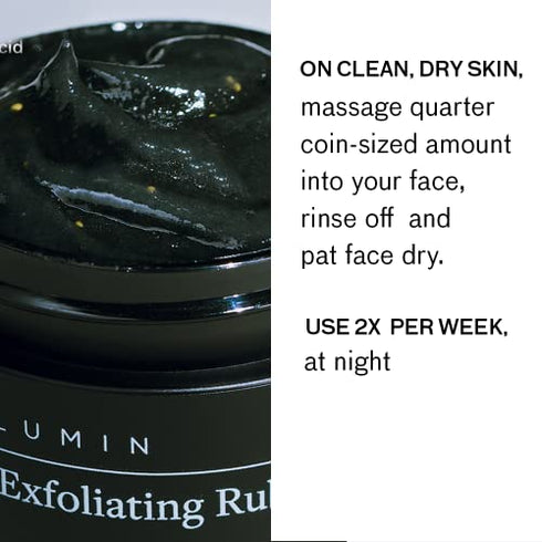 Lumin Exfoliating Rub for Men (1 oz) - Activated Charcoal Face Exfoliator Rub for Reducing Dullness, Dryness, Dark Spots, Blackheads, and Shaving Irritation - Achieve Your Best Look