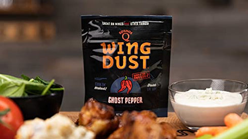 Kosmos Q Ghost Pepper Wing Dust - 5 Oz Bag for Hot Wings, Popcorn & More - Dry BBQ Wings Rub with Hot Ghost Pepper Spice (Ghost Pepper)