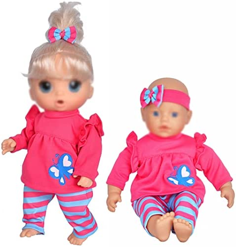 5-Pack Doll Clothes Outfits Accessories Play Set for 10"-12" Dolls Includes Hair Bands and Hats