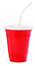 16 oz. Red Reusable Plastic Tumbler Set Includes Lid and Straw, Dishwasher Safe, by GET SC-16-SET-R (Qty, 1)