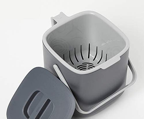 Litem Food Waste Basket Bin a countertop Bucket with Extra Long Handles for Your conveniences 0.68 Gallons (2.6L) (Dark Gray)