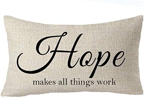 FELENIW Set of 4 Faith Love Hope Family Believe Blessed Living Learning Working Encourage Quote Cotton Linen Decorative Throw Pillow Cover Cushion Case Lumbar 12x20 inches