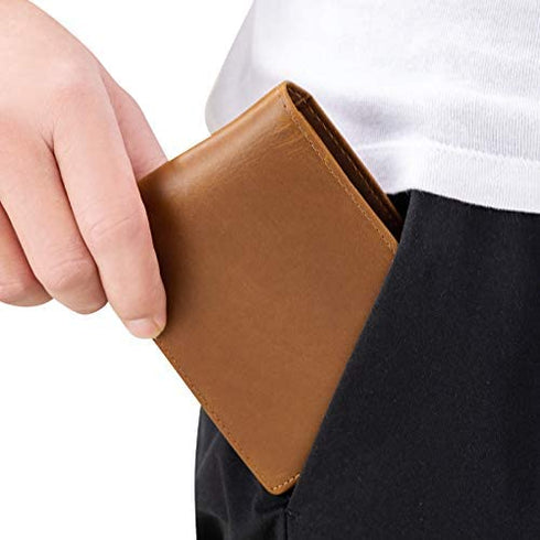 Fundykee Engraved Mens Wallet Personalized Leather Wallet for Men Husband Dad Son Boyfriend Love Custom Gifts (Tri-fold wallet to my son)