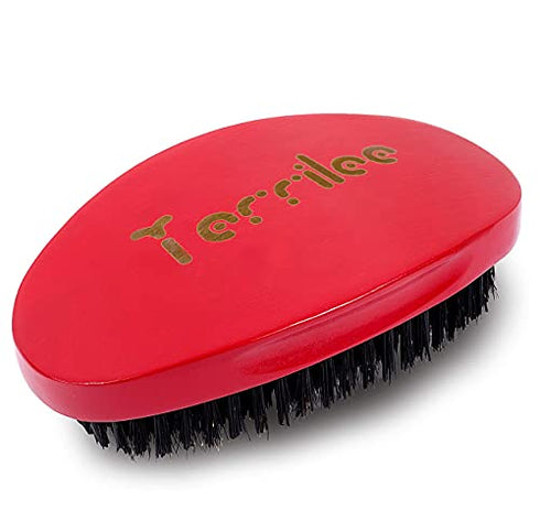 Premium Palm Wave Brush - Medium Hard Palm Curved Wave Brush for Men - Made with Nature Beech & Black Mix Bristle Men's Hair Brush Wave Brush For Men 360 (RED LEE)