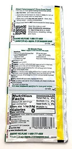 Fleischmann's Yeast Pizza, 0.25-Ounce Pouches 3 Count(Pack of 5)