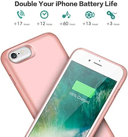 Battery Case for iPhone 6s Plus/6 Plus/7 Plus/8 Plus 8500mAh, Rechargeable Charging Case for iPhone 6Plus Extended Battery Pack Charger Apple 6s Plus Portable Power Bank Cover for 7P 8P (Rose Gold)