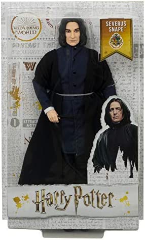 Harry Potter Collectible Severus Snape Doll (~12-inch) Wearing Black Coat Jacket and Wizard Robes, with Wand, Gift for 6 Year Olds and Up