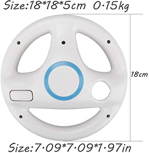 Steering Wheel for Wii Controller, 2 pcs White Racing Wheel Compatible with Mario Kart, GEEKLIN Game Controller wheel for Nintendo Wii Remote Game-White