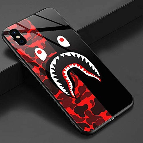 Goodsprout Compatible with iPhone XR Case,Shark Face iPhone XR Cases for Girls Lady Men Boy Shockproof Anti-Scratch Case for iPhone XR 6.1-inch (Red Black Camo)