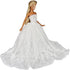 BARWA White Wedding Dress with Long Veil Evening Party Princess White Lace Gown Dress for 11.5 Inch Girl Doll