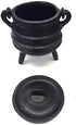New Age Imports, Inc. Cast Iron Cauldron w/handle & lid, ideal for smudging, incense burning, ritual purpose, decoration, halloween decoration, candle holder, etc. (Ribbed Style 4" High, 2.25" Dia)