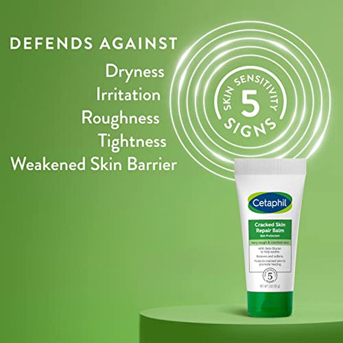CETAPHIL Cracked Skin Repair Balm, 3 oz, For Very Rough & Cracked, Sensitive Skin, Protects, Soothes & Restores Deeper Cracks, Hypoallergenic, Fragrance Free, (Packaging May Vary)