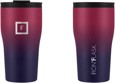 IRON °FLASK Rover Tumbler 2.0 - 16 Oz, 2 Lids (Straw/Flip), Vacuum Insulated Stainless Steel Bottle, Modern Double Walled, Simple Thermo Travel Mug, Hydro Water Metal Canteen - Dark Rainbow
