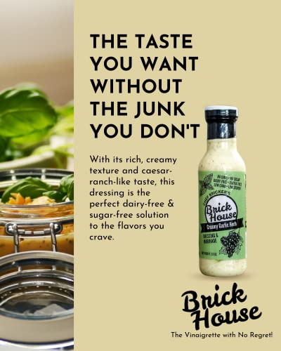 CREAMY GARLIC HERB Sugar Free Salad Dressing with Organic Stevia Leaves. A Light Ranch Dressing Alternative! Low Sodium, Paleo, Low Carb Keto Salad Dressing & Marinade by Brick House Vinaigrettes.