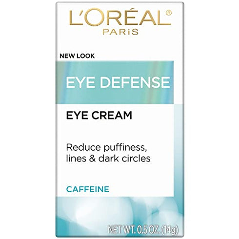 Eye Cream to Reduce Puffiness, Lines and Dark Circles, L'Oreal Paris Skincare Dermo-Expertise Eye Defense Eye Cream with Caffeine and Hyaluronic Acid For All Skin Types, 0.5 oz.