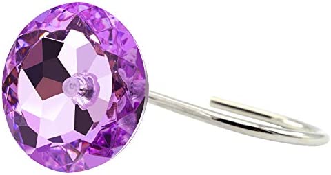 BEAVO Acrylic Fashion Decorative Home Rolling Purple Shower Curtain Hooks Rhinestones Bathroom Bath Baby Room Bedroom Living Room Decor Set of 12 Rings (Purple)