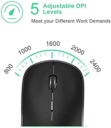 J JOYACCESS Wireless Mouse for Laptop, 2.4G Ultra Thin Silent Mouse with USB Receiver, 2400 DPI Portable Mobile Optical Cordless Mouse for Laptop, Computer, MacBook,Window, Chromebook, PC-Black