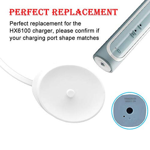 MEROM Replacement Model HX6100 Charger for Philips Sonicare HX6253, HX6850/60, HX6964/77, HX6921, HX3211, HX6857/32 ProtectiveClean 4100, 5100, 6500 Electric Toothbrush Charging Base