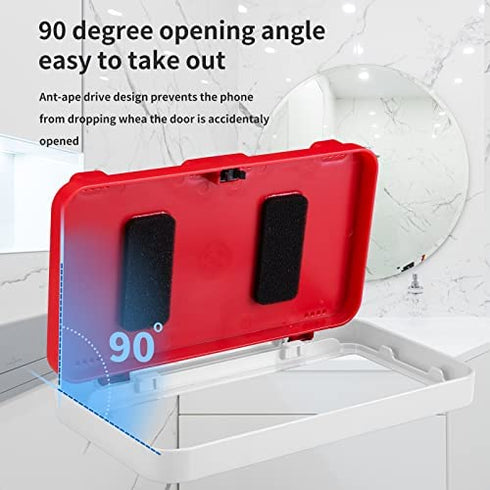 HighTech Go Shower Phone Holder Waterproof, Bathroom Phone Case - Wall-Mounted Mobiles Holder Compatible with Cell Phones Such as iPhone 13 Pro, 12 11 XS XR 8 7 6 5 4, Galaxy, Xperia (White)