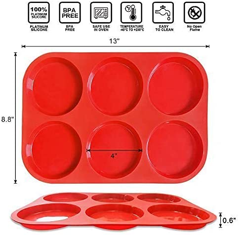 Walfos Premium Silicone Muffin Top Pan, Non-Stick Muffin Top Baking Pan, Prefect for Baking Cake, Corn Bread, Muffin Top and More, Food Grade and BPA Free (2-PK Silicone Muffin Top Pan)