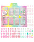 Expressions Girl 7 Day Manicure Collection - 84PC Press On Nail Set, Day-of-The-Week Adhesive False Nails for Girls (Set of Brights or Pastels) – Colorful Novelty Designs Stick On Nails for Kids