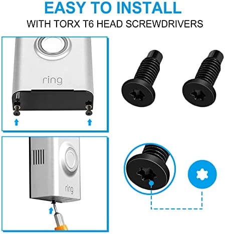 Ring Doorbell Security Screws Bolts Replacement with Screwdriver, T6 Torx Head ring safety screws, 2Pack