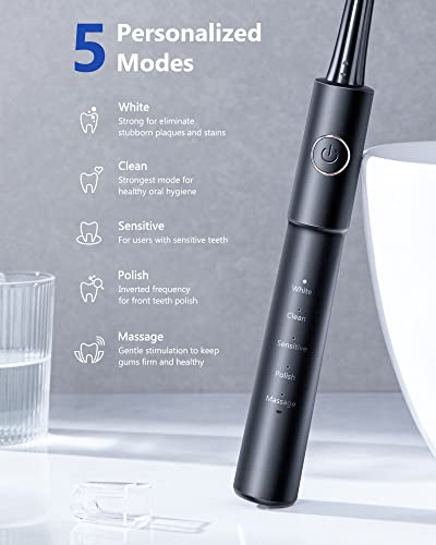 Dnsly Ultrasonic Electric Toothbrush for Adults , Battery Electric Toothbrushes , 8 Sonic Toothbrush Heads , 5 Modes with Smart Timer , 2 Hours Charge for 30 Days Use