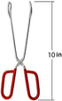 Stainless Steel Kitchen Tongs Hiash Heavy Duty Cooking Tongs Good Grips 10-Inch Scissors Tongs with Comfortable Red Handle for Cooking Barbecue, Set of 2
