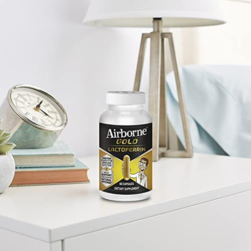 Airborne Gold 300mg Lactoferrin Capsules, Immune Support Lactoferrin Supplement - Helps Support The Body's Natural Defenses with Protein Found In The Immune System, 60 Capsules