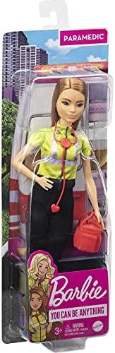 Barbie Paramedic Doll, Petite Brunette (12-in), Role-play Clothing & Accessories: Stethoscope, Medical Bag, Great Toy Gift for Ages 3 Years Old & Up