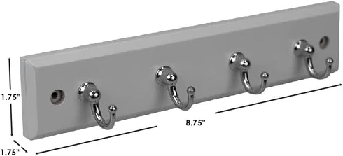 Home Basics 4 Hook Wall Mounted Key Holder Rack for Entryway, Kitchen, Bedroom Organize Car Keys, House Keys, Small Accessories and Jewelry (White)