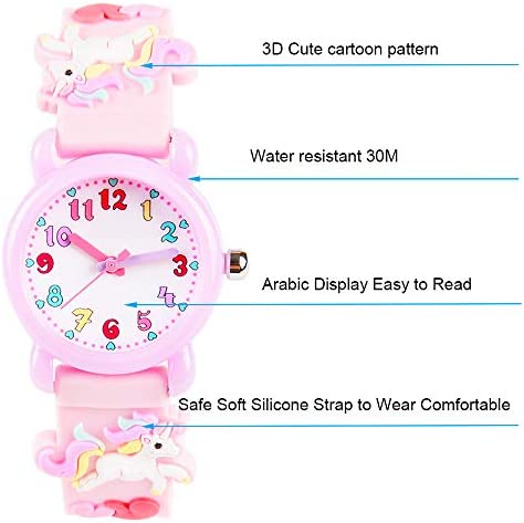 Venhoo Kids Watches 3D Cute Cartoon Waterproof Silicone Children Toddler Wrist Watch Birthday Gift for 3-10 Year Girls Little Child